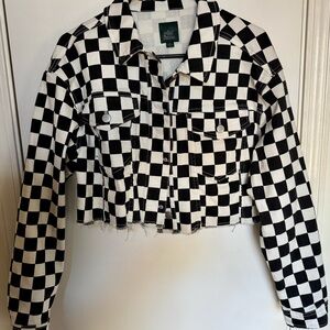 Wild Fable Checkered Black and White Jean Jacket
